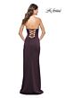 La Femme 31977 Embellished Slit Strapless Lace-Up Dress