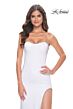 La Femme 31977 Embellished Slit Strapless Lace-Up Dress