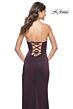La Femme 31977 Embellished Slit Strapless Lace-Up Dress