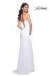 La Femme 31977 Embellished Slit Strapless Lace-Up Dress