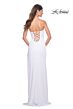 La Femme 31977 Embellished Slit Strapless Lace-Up Dress