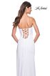 La Femme 31977 Embellished Slit Strapless Lace-Up Dress