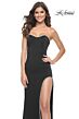 La Femme 31977 Embellished Slit Strapless Lace-Up Dress