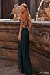 La Femme 31978 Side Slit Cowl Neckline Lace-Up Dress