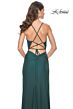 La Femme 31978 Side Slit Cowl Neckline Lace-Up Dress