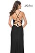 La Femme 31978 Side Slit Cowl Neckline Lace-Up Dress