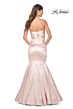La Femme 31980 Ruched Satin Strapless Trumpet Dress