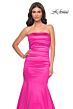La Femme 31980 Ruched Satin Strapless Trumpet Dress