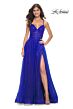 La Femme 31986 Sweetheart Corset High Slit Glitter Dress