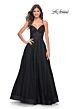 La Femme 31986 Sweetheart Corset High Slit Glitter Dress