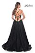 La Femme 31986 Sweetheart Corset High Slit Glitter Dress