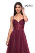 La Femme 31986 Sweetheart Corset High Slit Glitter Dress