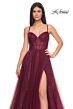 La Femme 31986 Sweetheart Corset High Slit Glitter Dress