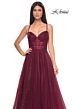 La Femme 31986 Sweetheart Corset High Slit Glitter Dress