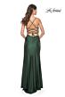 La Femme 31987 Plunging Neckline Lace-Up Ruched Dress