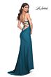La Femme 31988 Lace Corset Slit Skirt Dress