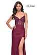 La Femme 31988 Lace Corset Slit Skirt Dress