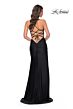La Femme 31988 Lace Corset Slit Skirt Dress