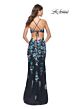 La Femme 31992 Floral Embroidery Lace-Up Back Dress