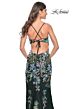 La Femme 31992 Floral Embroidery Lace-Up Back Dress