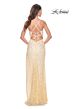La Femme 31993 Cutaway Slit Lace-Up Back Embellished Dress