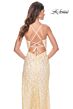 La Femme 31993 Cutaway Slit Lace-Up Back Embellished Dress