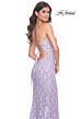 La Femme 31993 Cutaway Slit Lace-Up Back Embellished Dress