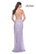 La Femme 31993 Cutaway Slit Lace-Up Back Embellished Dress