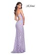 La Femme 31993 Cutaway Slit Lace-Up Back Embellished Dress