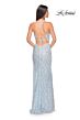 La Femme 31993 Cutaway Slit Lace-Up Back Embellished Dress