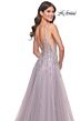 La Femme 31995 Plunging Neckline Sheer Sides Lace-Up Dress
