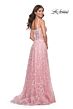 La Femme 31996 Illusion Corset High Slit Floral Dress