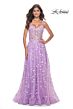 La Femme 31996 Illusion Corset High Slit Floral Dress