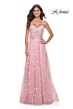La Femme 31996 Illusion Corset High Slit Floral Dress