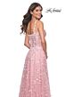 La Femme 31996 Illusion Corset High Slit Floral Dress