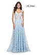 La Femme 31996 Illusion Corset High Slit Floral Dress