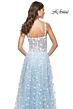 La Femme 31996 Illusion Corset High Slit Floral Dress
