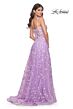 La Femme 31996 Illusion Corset High Slit Floral Dress