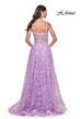 La Femme 31996 Illusion Corset High Slit Floral Dress