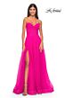 La Femme 31997 Ruched Corset High Slit Strapless Dress