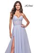 La Femme 31997 Ruched Corset High Slit Strapless Dress