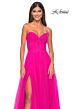 La Femme 31997 Ruched Corset High Slit Strapless Dress