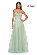 La Femme 31997 Ruched Corset High Slit Strapless Dress