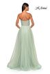 La Femme 31997 Ruched Corset High Slit Strapless Dress