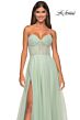 La Femme 31997 Ruched Corset High Slit Strapless Dress