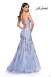 La Femme 32004 Lace Appliques Sheer Corset Trumpet Dress