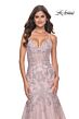 La Femme 32004 Lace Appliques Sheer Corset Trumpet Dress