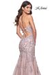 La Femme 32004 Lace Appliques Sheer Corset Trumpet Dress