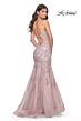 La Femme 32004 Lace Appliques Sheer Corset Trumpet Dress