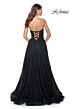 La Femme 32005 Floral Waist Ruched Corset Strapless Dress
